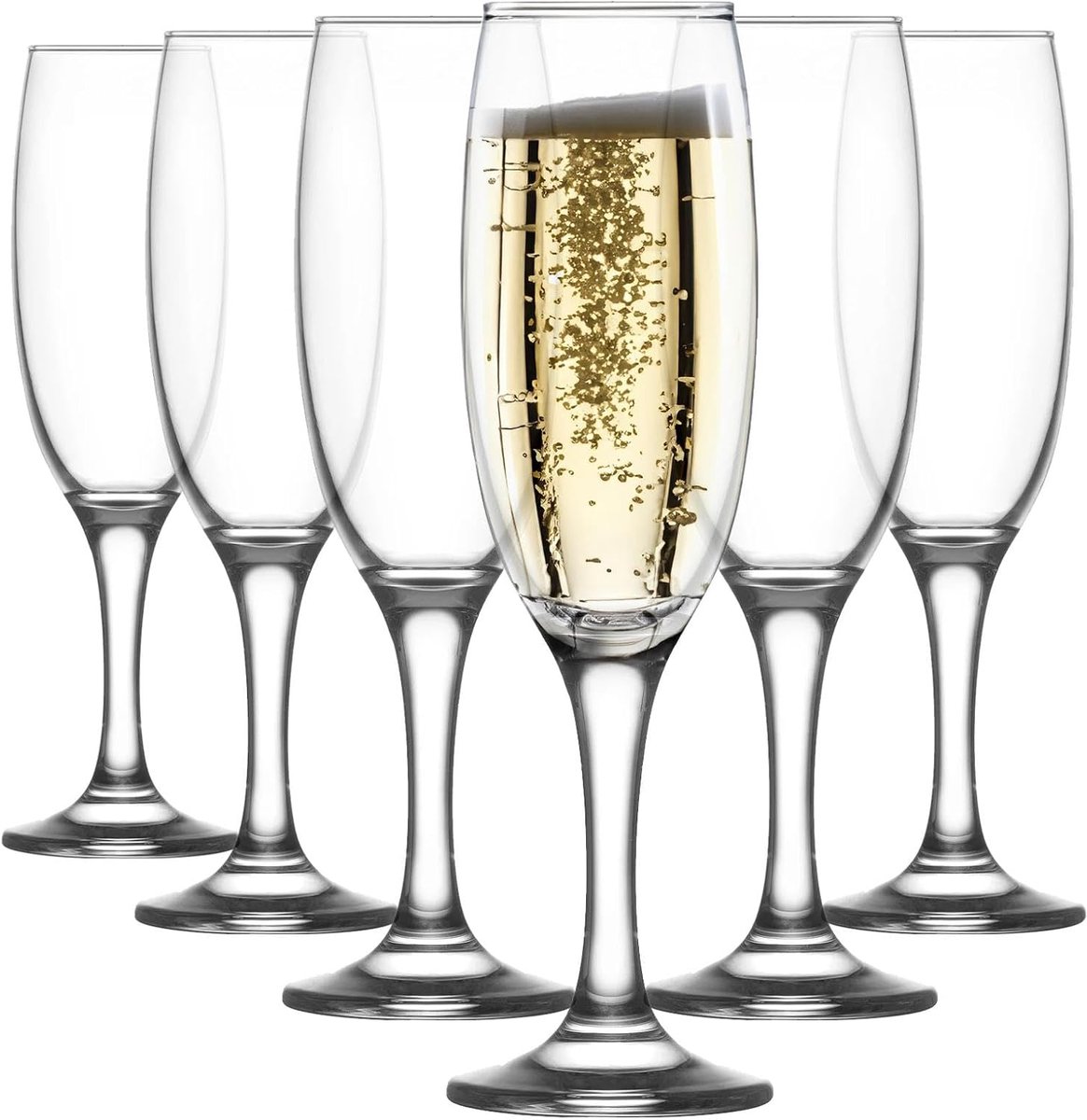 SnelShoppen - Set van 6 Unisex Champagneglazen 220cc - Luxe Empire Stijl - Perfect voor Feesten, Diner, of Cocktails - Tijdloos Design voor Elke Geleg