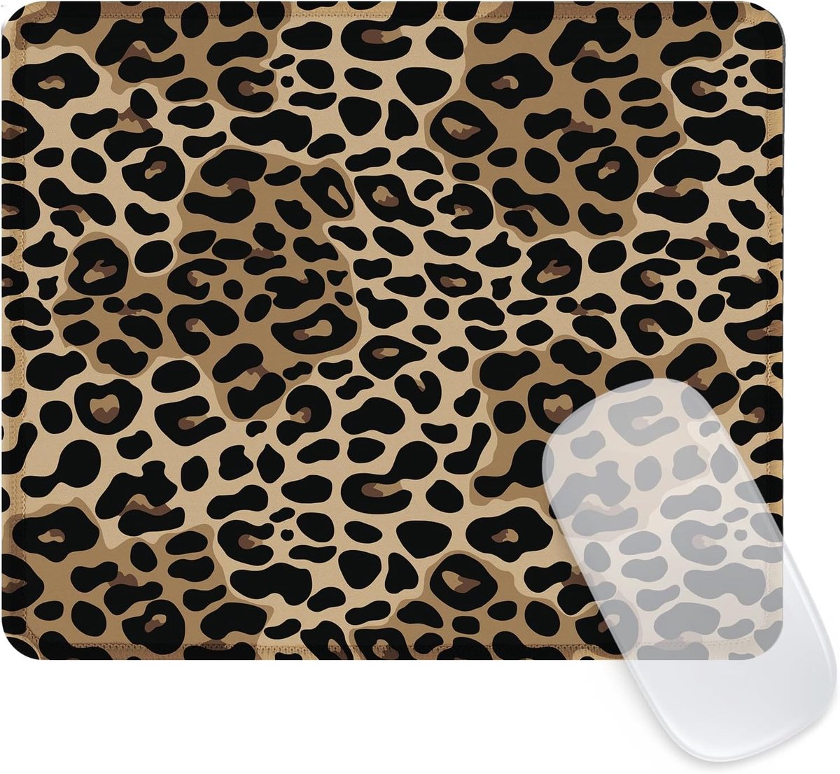 SnelShoppen - Schattige Leopard Mouse Pad voor Kantoor en Thuis, Waterdichte Vierkante Muismat met Motief, Antislip Rubber Onderkant, 24x18cm, Perfect