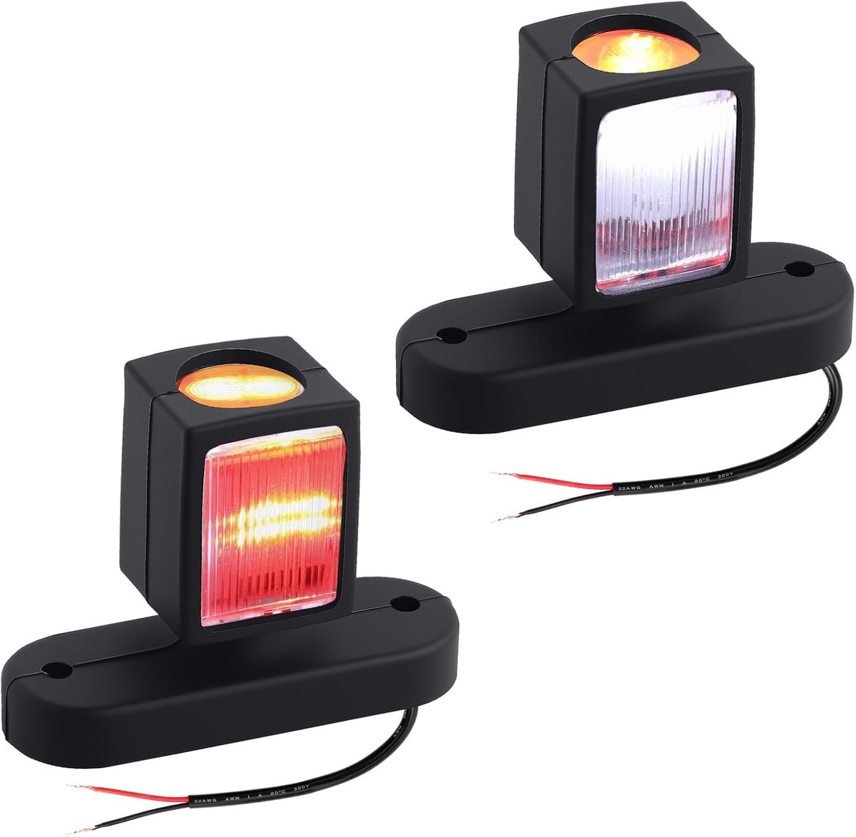 SnelShoppen - LED Trailerlichten 12-30V, Waterdichte Zijlichten IP65, E-keurmerk, Wit/Rood/Amber voor Trucks en Motorhomes