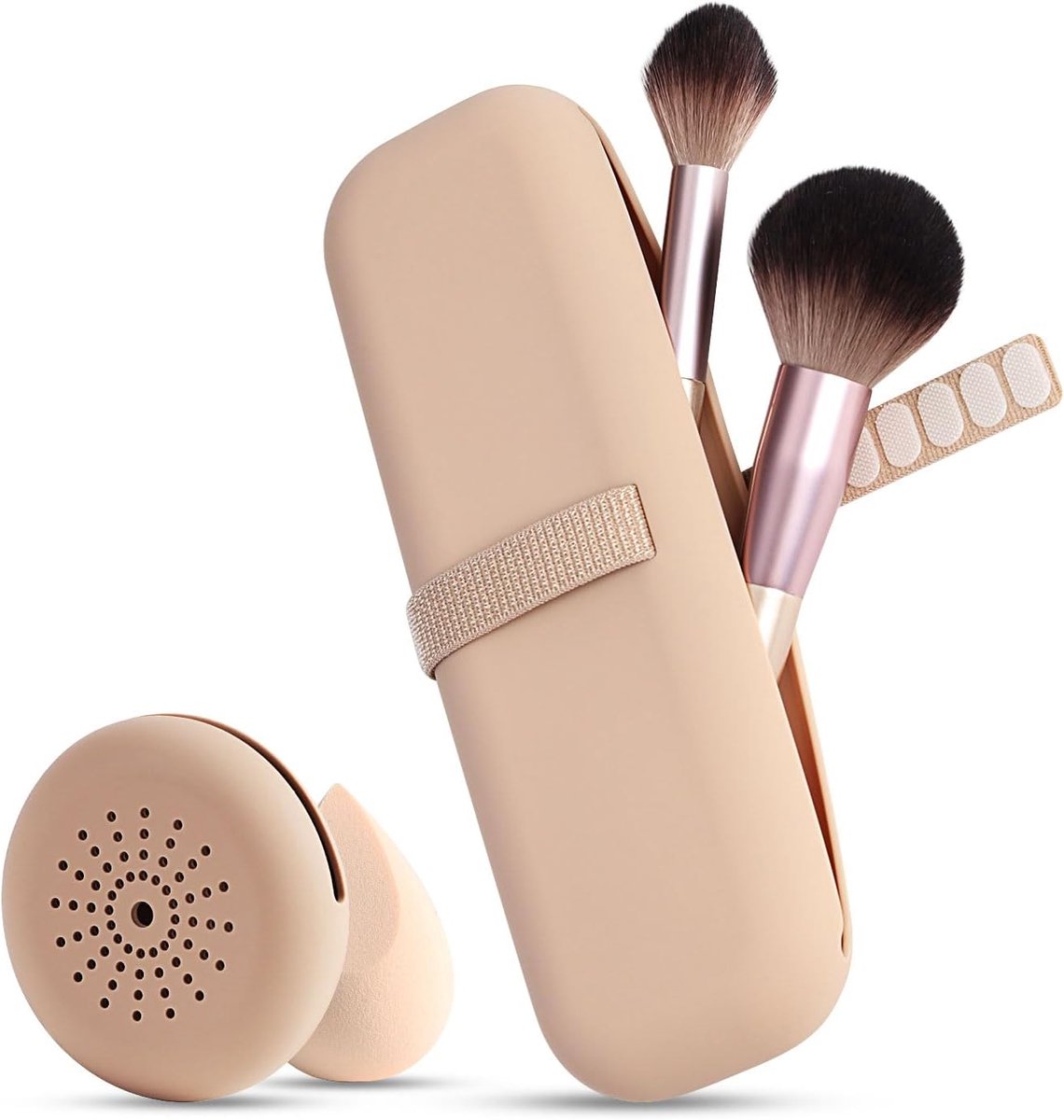 SnelShoppen - 2 Stuks Make-up Borstel Tas - Silicone Make-up Borstels, Opbergtas, 1 x Borstel Tas, 1 x Beauty Blender Case, Eenvoudig Schoon te Maken,