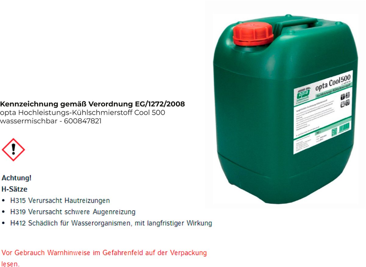opta Hoogwaardig Koelsmeermiddel Cool 500 watermengbaar - 600847821