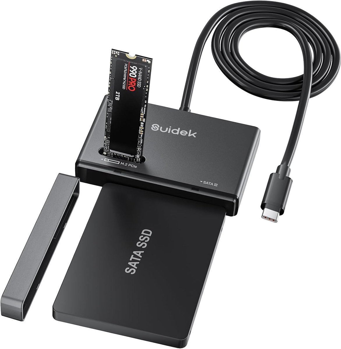 M.2 NVMe SSD Enclosure Adapter Type-C 10Gbps for M Key and SATA Drives