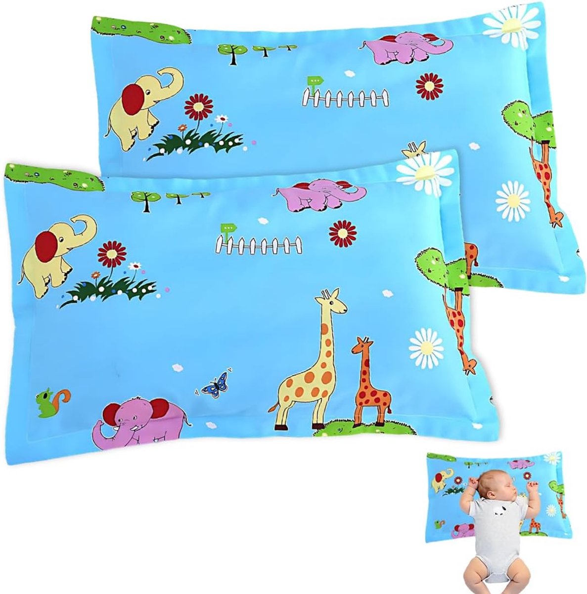 SnelShoppen - 2 Kussenslopen Baby's en Peuters, Omslagtype, 30x50 cm, Polyester-Katoen, Ademend en Zacht, Ideaal voor Wieg en Kinderwagen, Reis