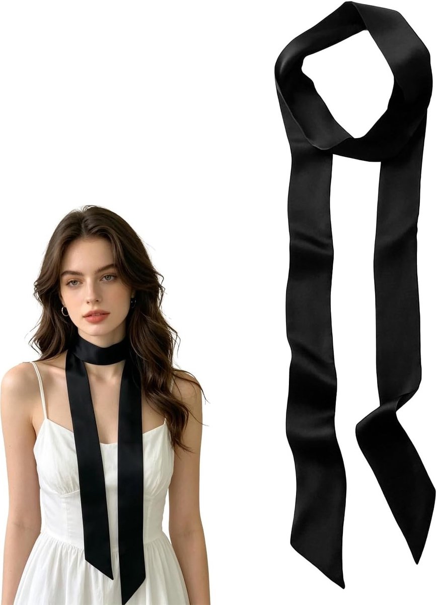 Elegante Lange Effen Sjaal van 195 cm voor Dames, Multifunctioneel als Haarband en Tailleband Accessoire