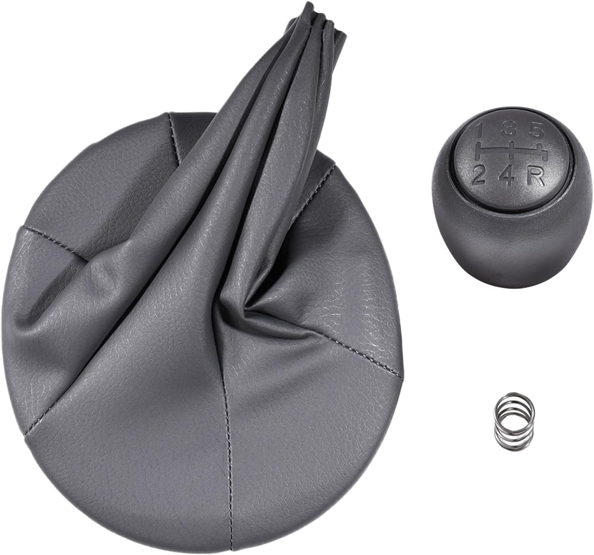 SnelShoppen - Gear Shift Knob met Shift Pocket Grijs voor Fiat PANDA (2) 169 2003-2011, Hoogwaardige Versnellingspook, Duurzaam en Eenvoudig te Instal