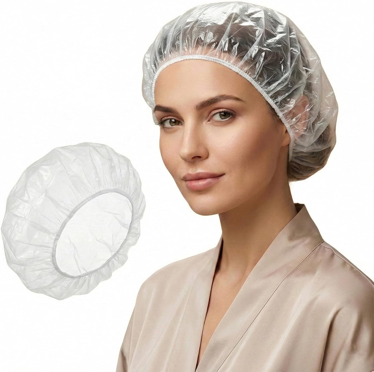 SnelShoppen - Pack van 100 Wegwerp Douchcaps Extra Groot 49 cm Waterdichte Haarcaps voor Vrouwen en Mannen - Bescherming voor Bad, Salon, Spa, Koken,
