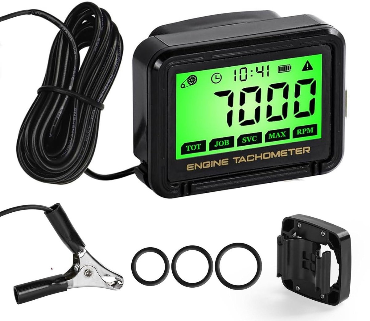 SnelShoppen - Digitale Tachometer voor Kleine Motoren - Inductieve RPM Meter voor Kettingzaag, Grasmaaier, Tractor, Generator met Groene Verlichting