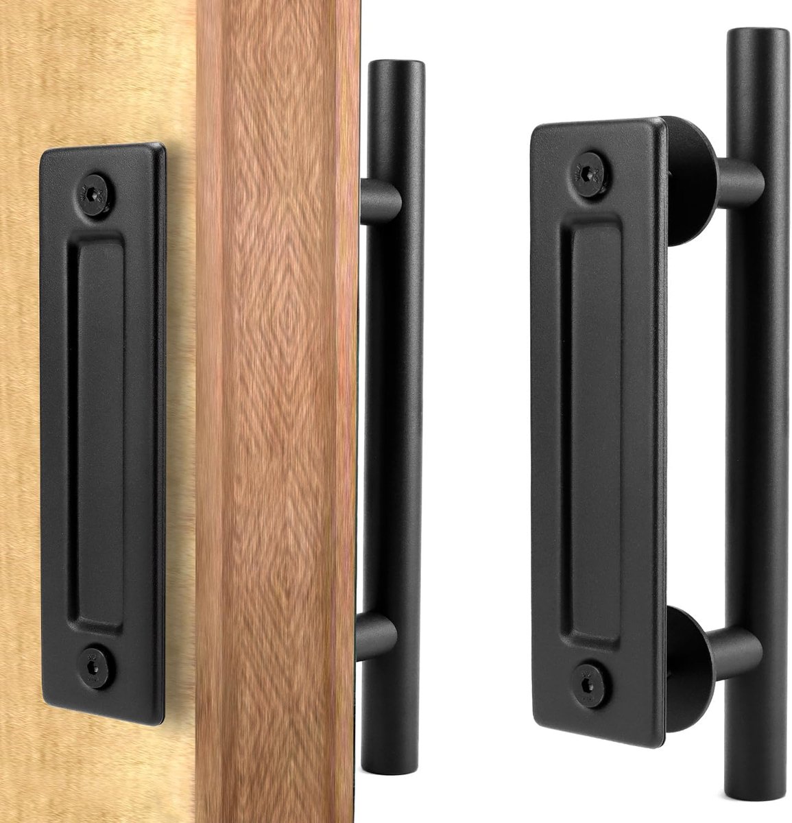 SnelShoppen - Dubbelzijdige Zwarte Barn Door Handle 30CM, Universele Deurhandgreep van Roestvrij Staal voor Schuifdeuren, Stijlvol Ontwerp, 6CM Breed