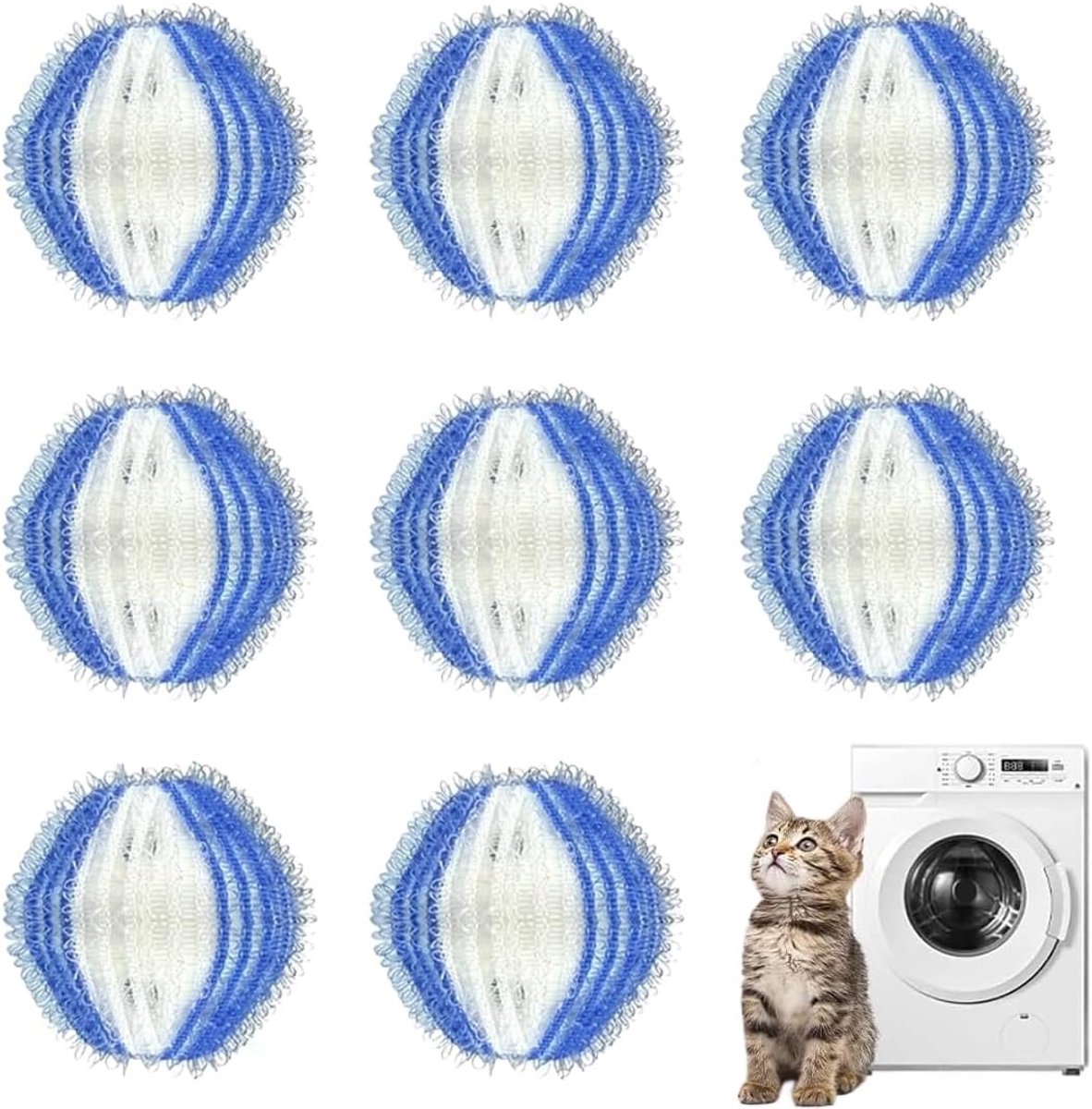 SnelShoppen - Pack van 8 Wasballen, Herbruikbare Haarballen voor Kleding en Was, Geschikt voor Wasmachine en Droger, Ideale Oplossing voor Dierenharen