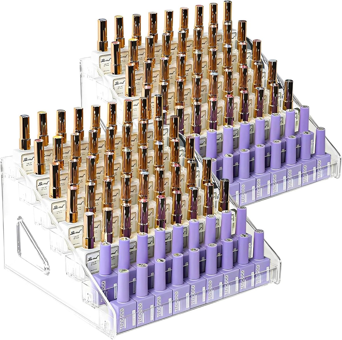 SnelShoppen - 2 Stuks Nagellak Organizer Acryl, 6 Laags Make-up Organizer Plank Transparant 31x25.5x16cm voor Cosmetica Display Rack