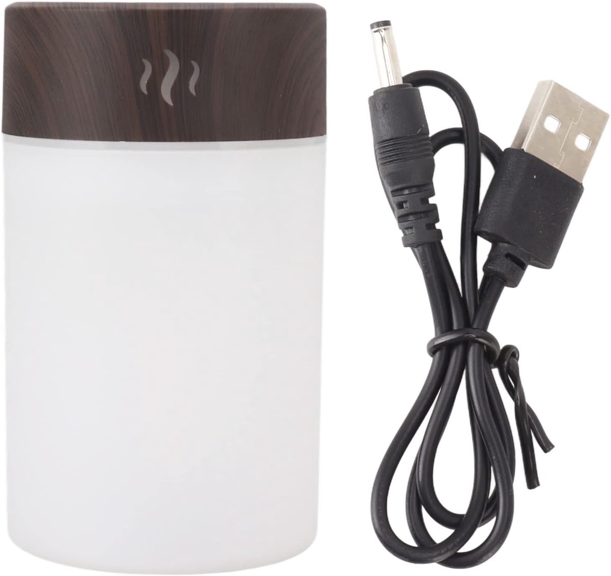 Mini Luchtbevochtiger - Draagbare Vernevelaar - Droge Lucht Bestrijden - 7 Kleuren LED - 260 ml - Houtkleur