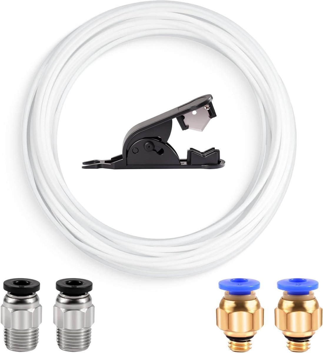 10 meter PTFE slangenset voor 3D-printers met snijder, geschikt voor 1.75mm filament, compatibel met diverse modellen zoals Creality en Bambu Lab