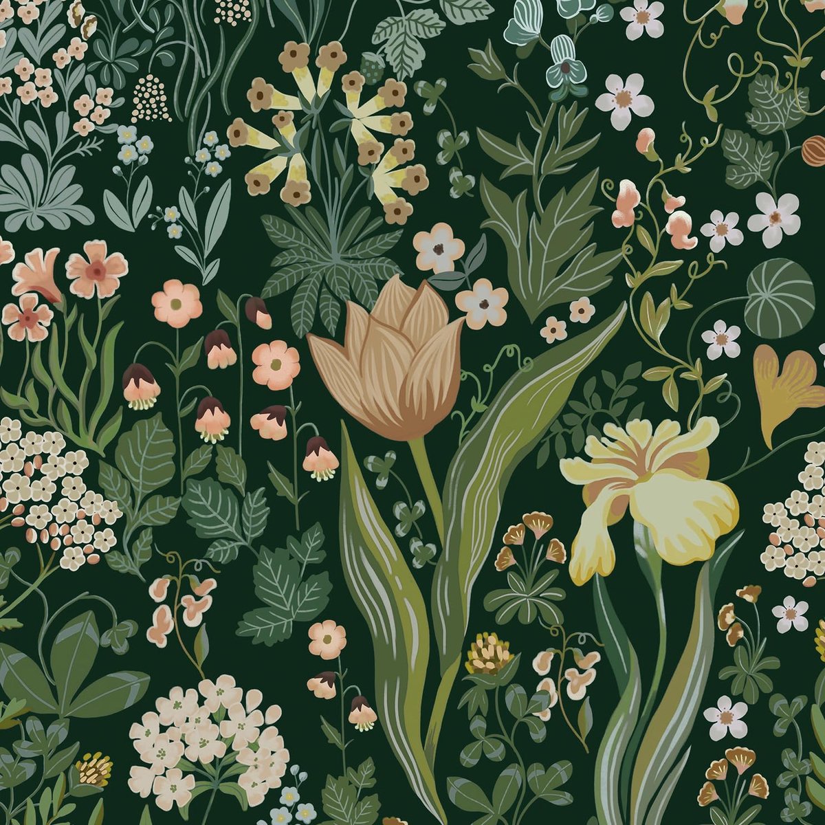 SnelShoppen - Zelfklevend Behang Vintage Floral 44x500cm - Groene Bloemen en Bladeren - Waterdicht en Wasbaar - Ideaal voor Meubels, Badkamer, Slaapka