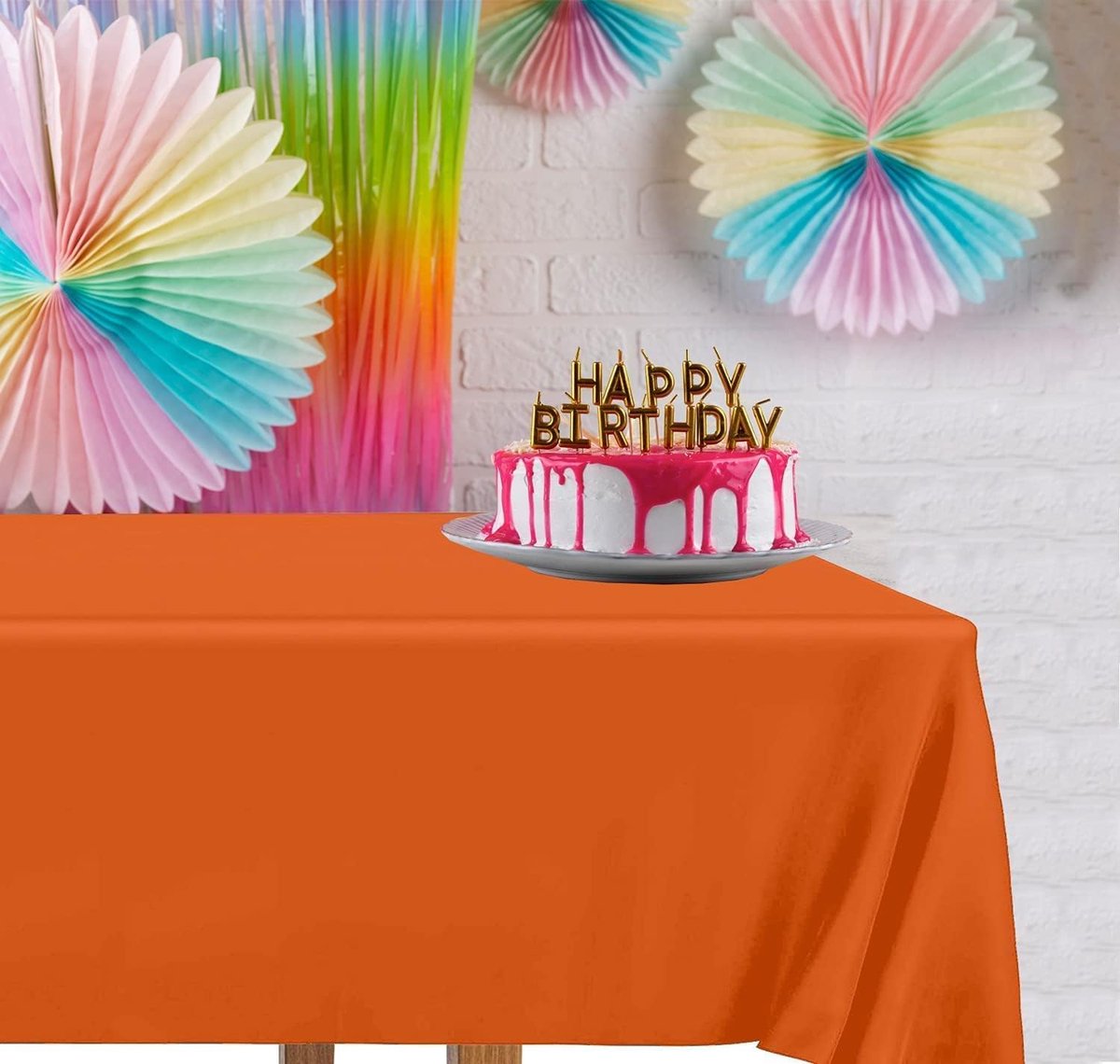 SnelShoppen - 2 Stuks 137x274cm Oranje Tafelkleden - Waterdichte Plastic Tafelcovers voor Halloween, Herfst, Verjaardagsfeesten en Thanksgiving