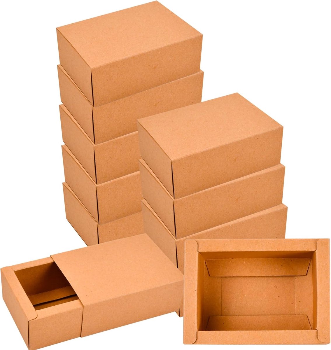 SnelShoppen - 10 Stuks Kartonnen Dozen met Deksel 11x8x4 cm - Kleine Kraftpapier Geschenkdozen voor Bruiloft, Feest, Kerstmis, Verpakking, Vouwdozen