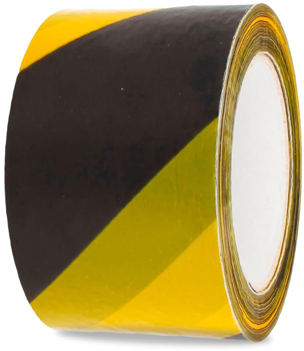 SnelShoppen - Gele en Zwarte Niet-Plakkerige Sealtape - PVC - Veiligheidsafbakening - 70mm x 200m - Waterdicht en Flexibel voor Werkplaats en Thuisgeb