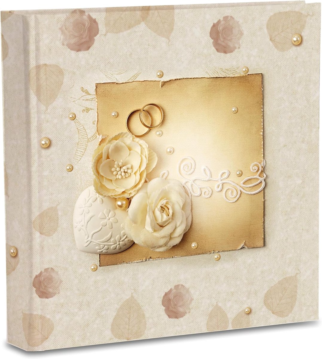 SnelShoppen - Mareli Fotoalbum 30x30 cm, 60 Pagina's, Wit Karton, Linnen Cover, Beschermende Parchment, Cadeauverpakking - Ideaal voor Feestjes, Herin