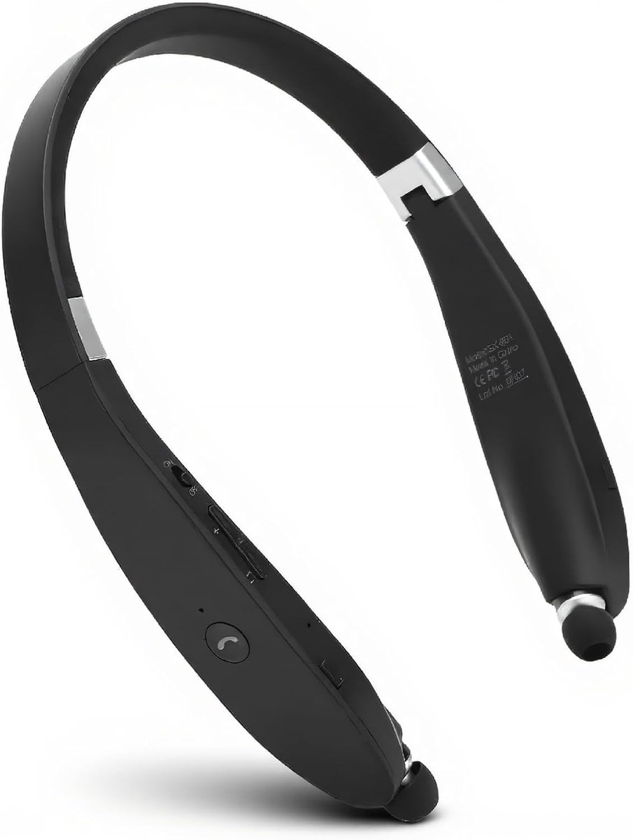 SnelShoppen - Draadloze Bluetooth Headset Telescopische Sport Oortelefoon Vouwbare Nek Hoofdtelefoon met Noise Cancelling Stereo voor Training, Hardlo