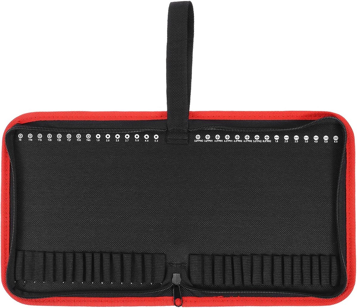 SnelShoppen - Draagbare Gereedschapstas 20,7 x 17,7 x 2,5 cm | Oxford-doek | Ritssluiting | Compacte Driver Bits Pouch - Zwart voor Tuin, Klussen en M