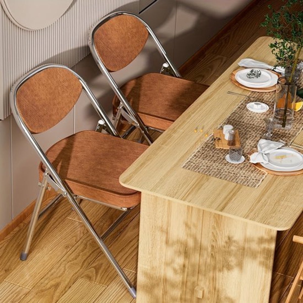 Klapstoel – Vouwstoel – Opvouwbare Stoel – Eettafelstoel – Tuinstoel – Corduroy Bekleding 