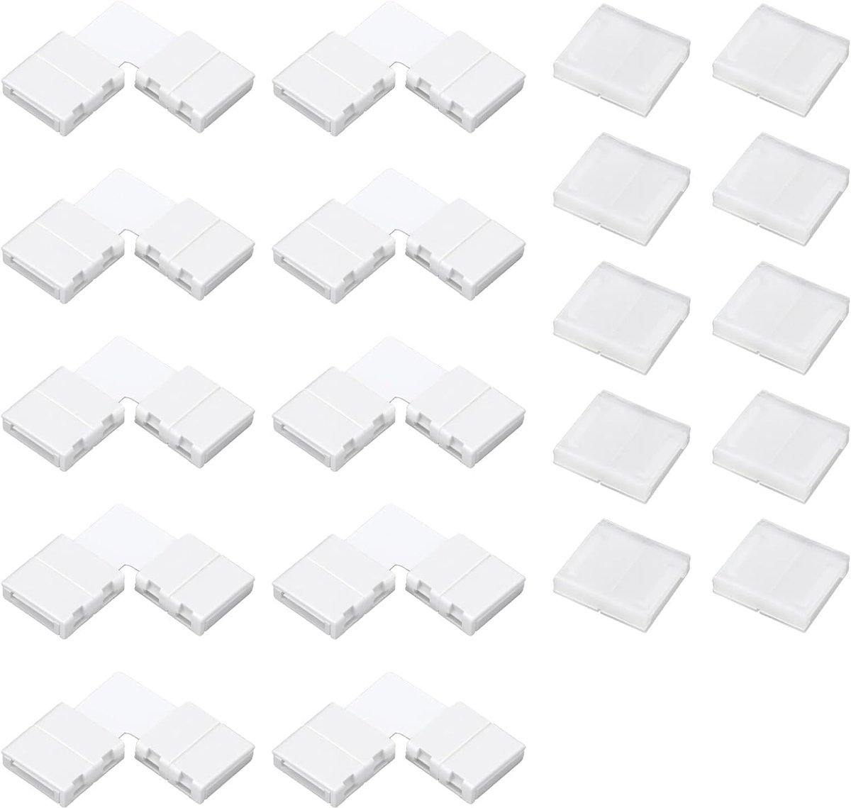 SnelShoppen - Led-connectoren 4-polig 10 mm (20 stuks) voor RGB SMD 5050 ledstrip, zonder solderen, met L-hoekverbindingen, eenvoudig te installeren v