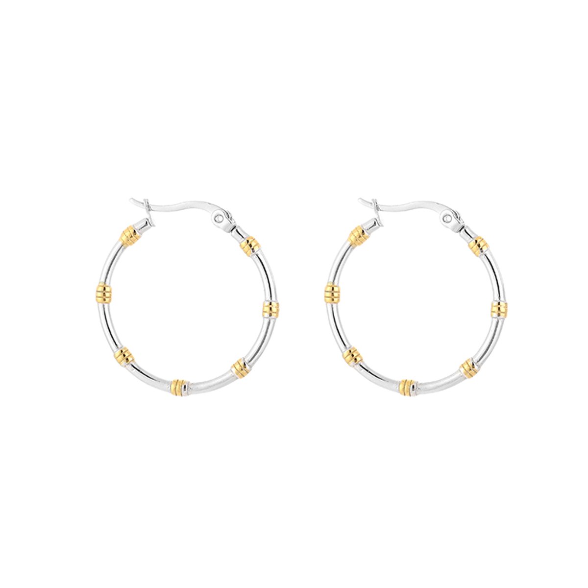 Stainless Steel Two-Tone Hoops 30MM – Moderne & Gelaagde Oorringen - RVS - Zilver