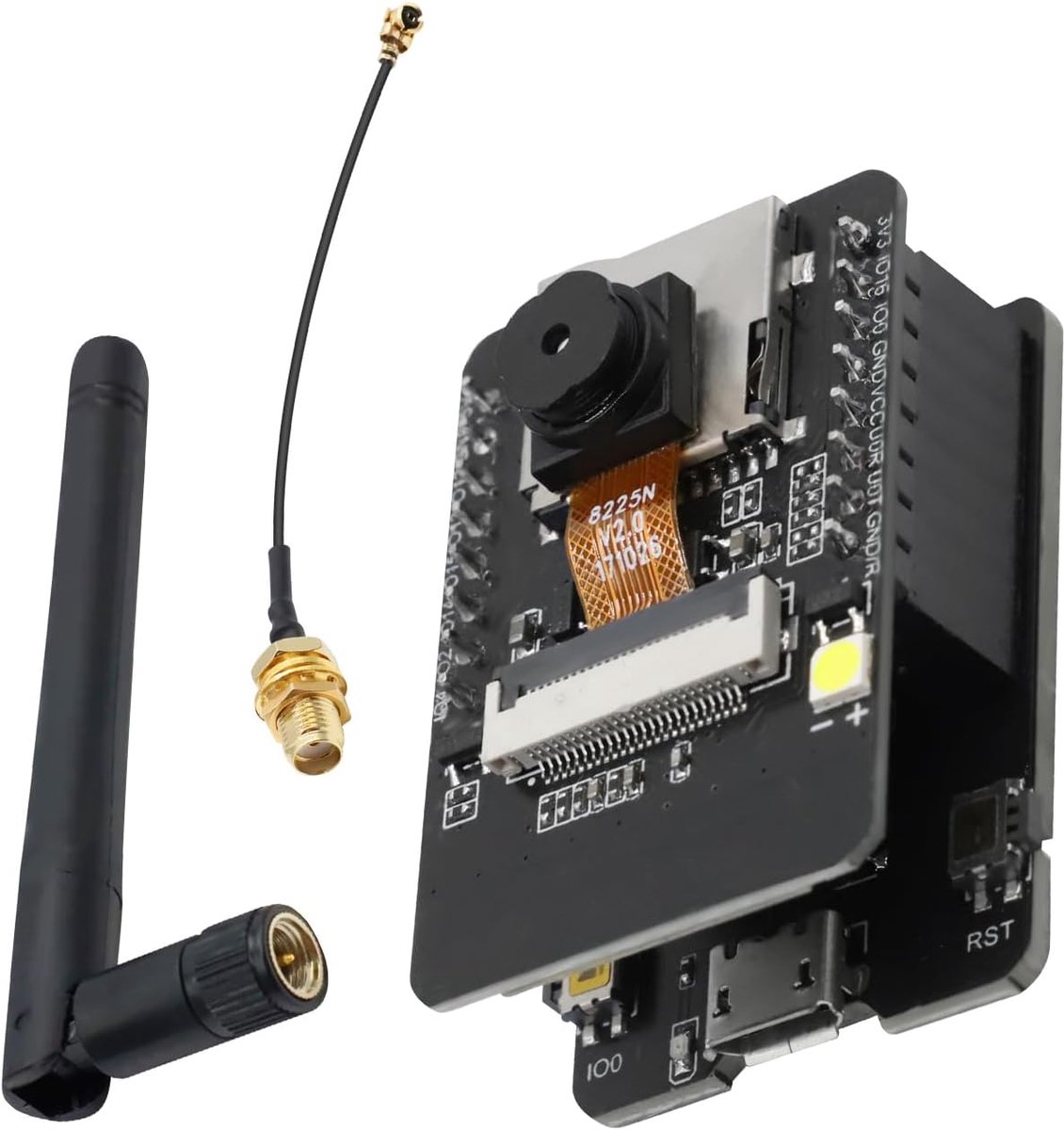 SnelShoppen - ESP32-CAM Module met OV2640 Camera, Dual-Core WiFi Bluetooth, Micro USB, TF Card Slot, 2.4G IPEX Antennes, Geschikt voor Arduino, Compac