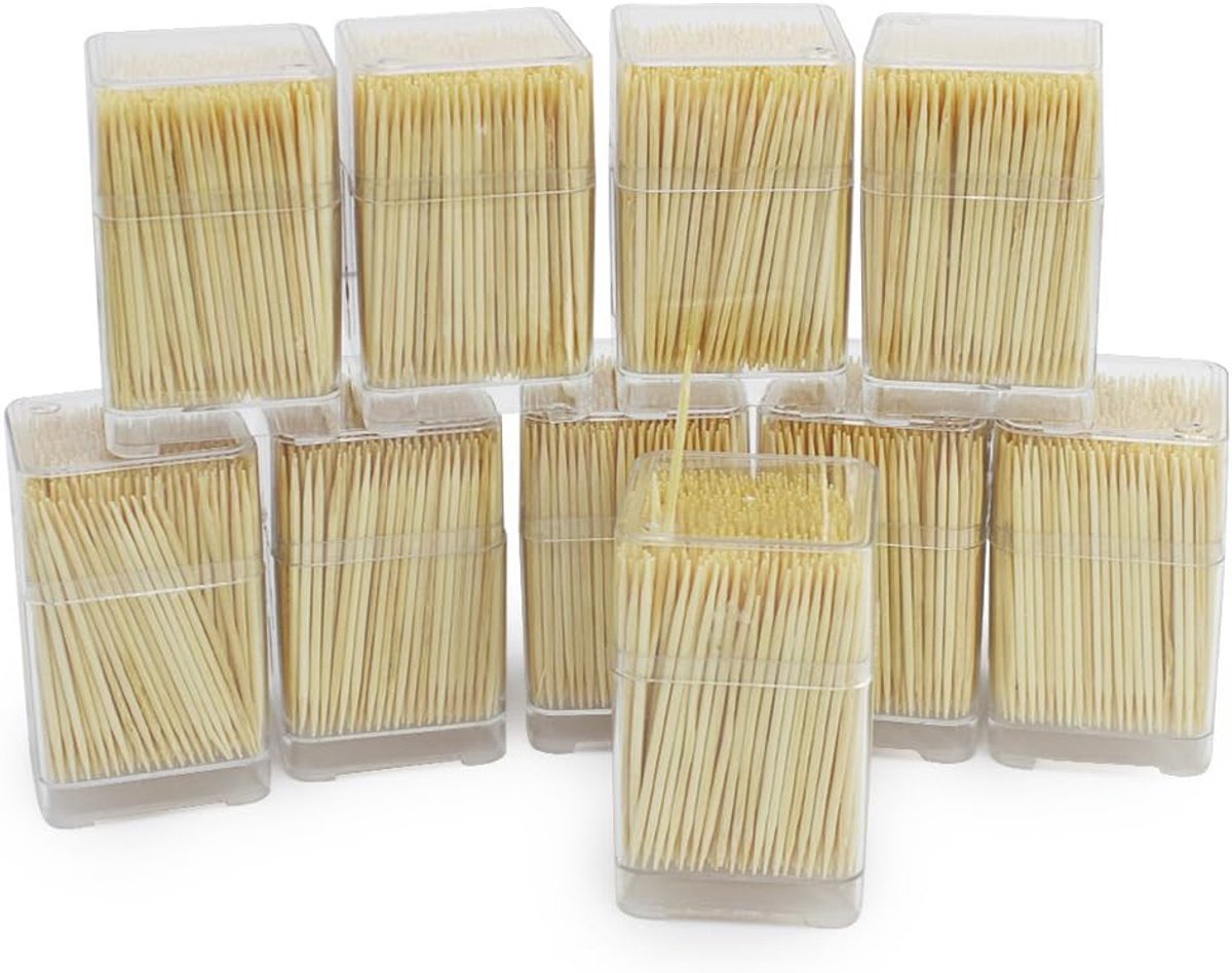 SnelShoppen - 4500 Houten Tandenstokers - Houten Tandenstokers in Dispenserdoos - 6.3 cm - Ideaal voor Mondhygiëne, Cocktails en Feesten - Duurzaam en