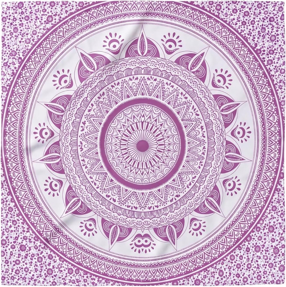 SnelShoppen - XL Strandlaken 210x240 cm Mandala India - Lichtgewicht Compact Strandhanddoek - Zandbescherming - Grote Picknickdeken - Paars