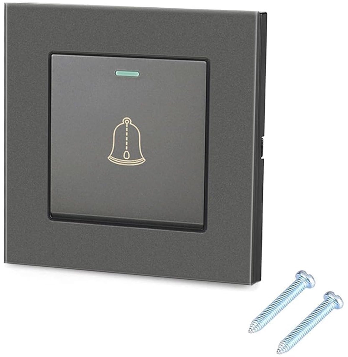 SnelShoppen - Bell Button 8.5 x 8.5 cm, Weerbestendige Deurbel Drukknop, Modern Design, Tempered Glass, UV Bestendig, Flush-Montage, 220-250 V