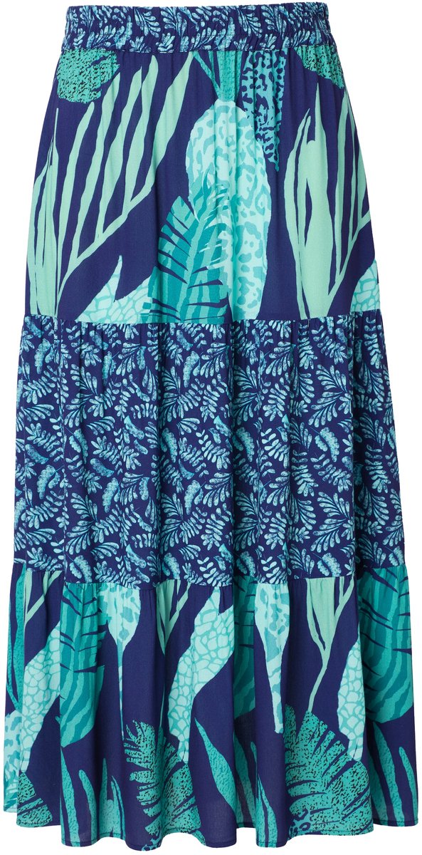 Ulla Popken - Dames - Maxi rokken - Inktblauw - Maat 42+