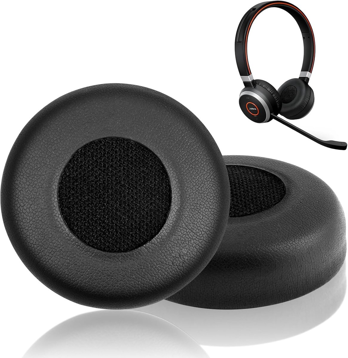 SnelShoppen - Vervangende Oorkussens voor Over-Ear Hoofdtelefoons - Zacht Kunstleer en Geheugenfoam - Compatibel met Jabra Evolve 20 30 40 65 65+ - Pr