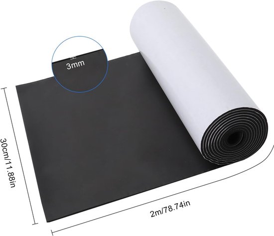Zelfklevende Foam Rol 300 mm x 2 m x 3 mm Zwarte Mat voor Isolatie en Afsluiting, Ideaal voor Doe-Het-Zelf Projecten, Vloeren, Wanden en Deuren — afbeelding 5