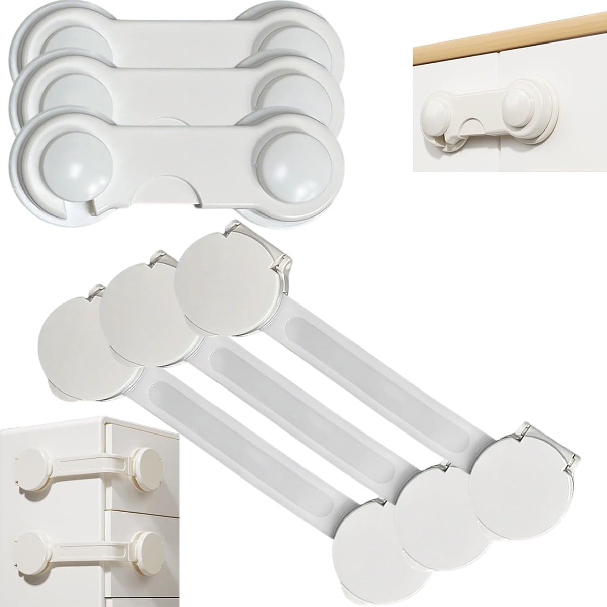 SnelShoppen - Kindveilige Slot 6 Pack - Zelfklevende Baby Veiligheidsloten voor Lades, Kastdeuren, Oven, Toiletdeksel, Koelkast - Geschikt voor Kinder