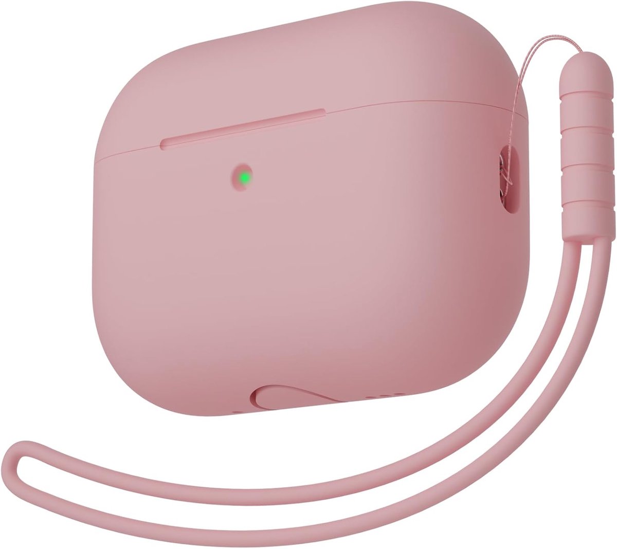 SnelShoppen - Silicone Hoesje Geschikt voor Airpods Pro 3 Generatie - Volledige Bescherming Zacht Silicone Case met Lanyard Strap - LED Zichtbaar - Ro