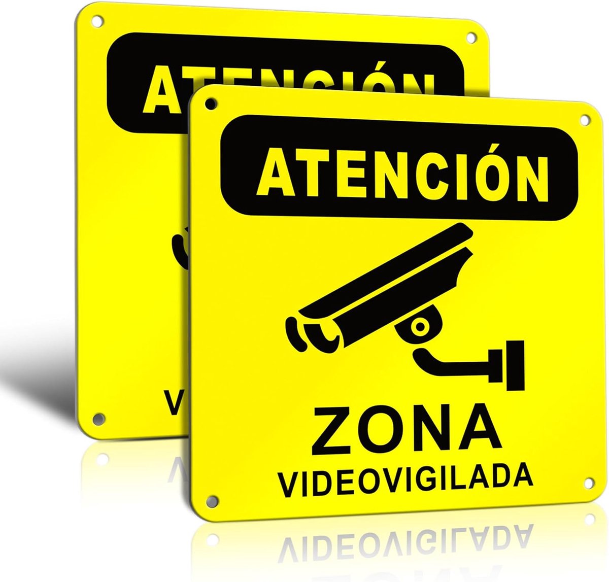 SnelShoppen - Alarm Sign 15 x 15 cm, Video Surveillance Stickers, Reflectief Aluminium, Waterdicht, Duurzaam, Waarschuwingsborden voor Beveiliging, Bi