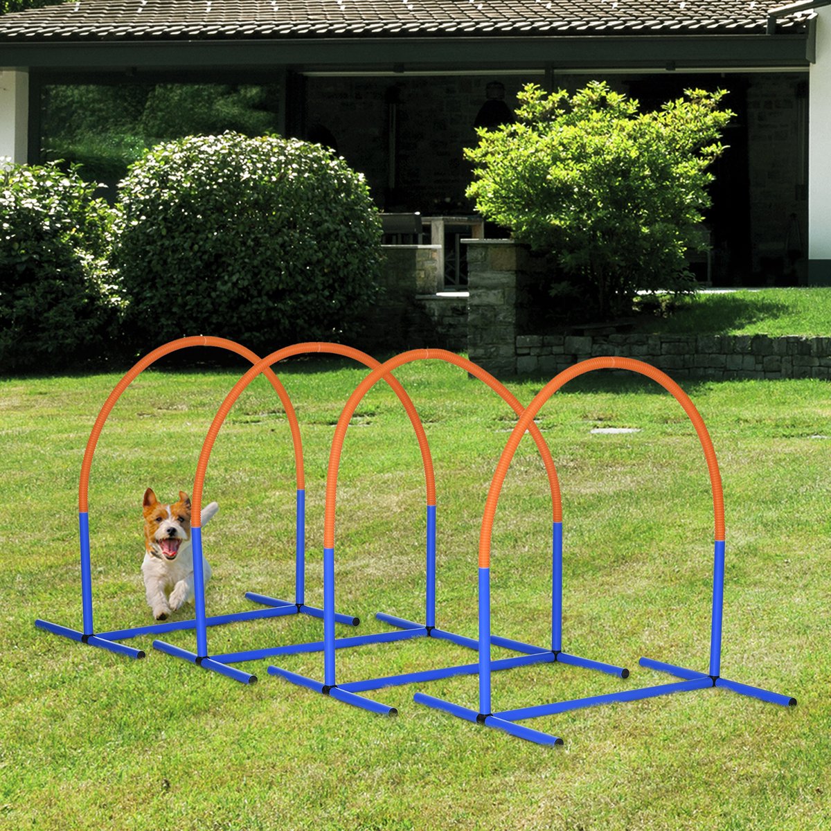 COVREO Honden agility-trainingsset 88 x 64 x 95 cm - blauw, 4 bogen met draagtas