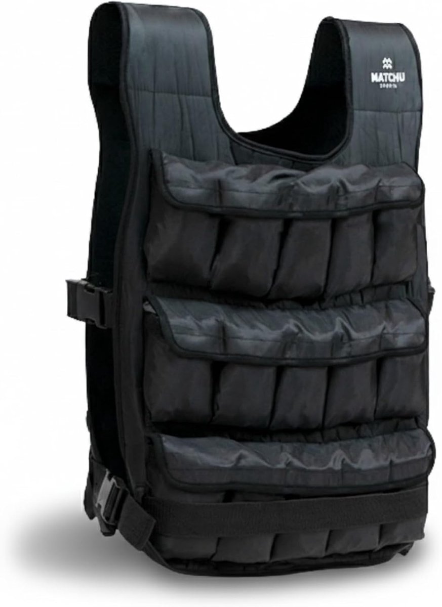 SnelShoppen - Gewichtsvest 20 kg - Verstelbaar - 30 zandzakken - Fitness vest - Multifunctioneel - Calisthenics - Hardlopen - Krachttraining - Zwart