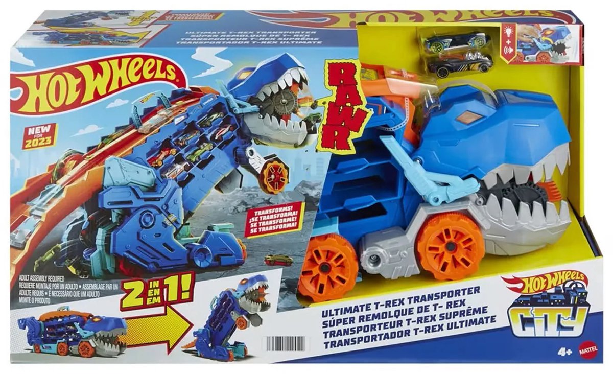 Hot Wheels City - Ultimate T-Rex Transporter - Inclusief 2 Auto's - Speelgoed vanaf 3 Jaar - Vrachtwagen - Auto - Autootjes - Hotweels - Hotwheels Premium - Racebaan - Hot Wheels — afbeelding 7