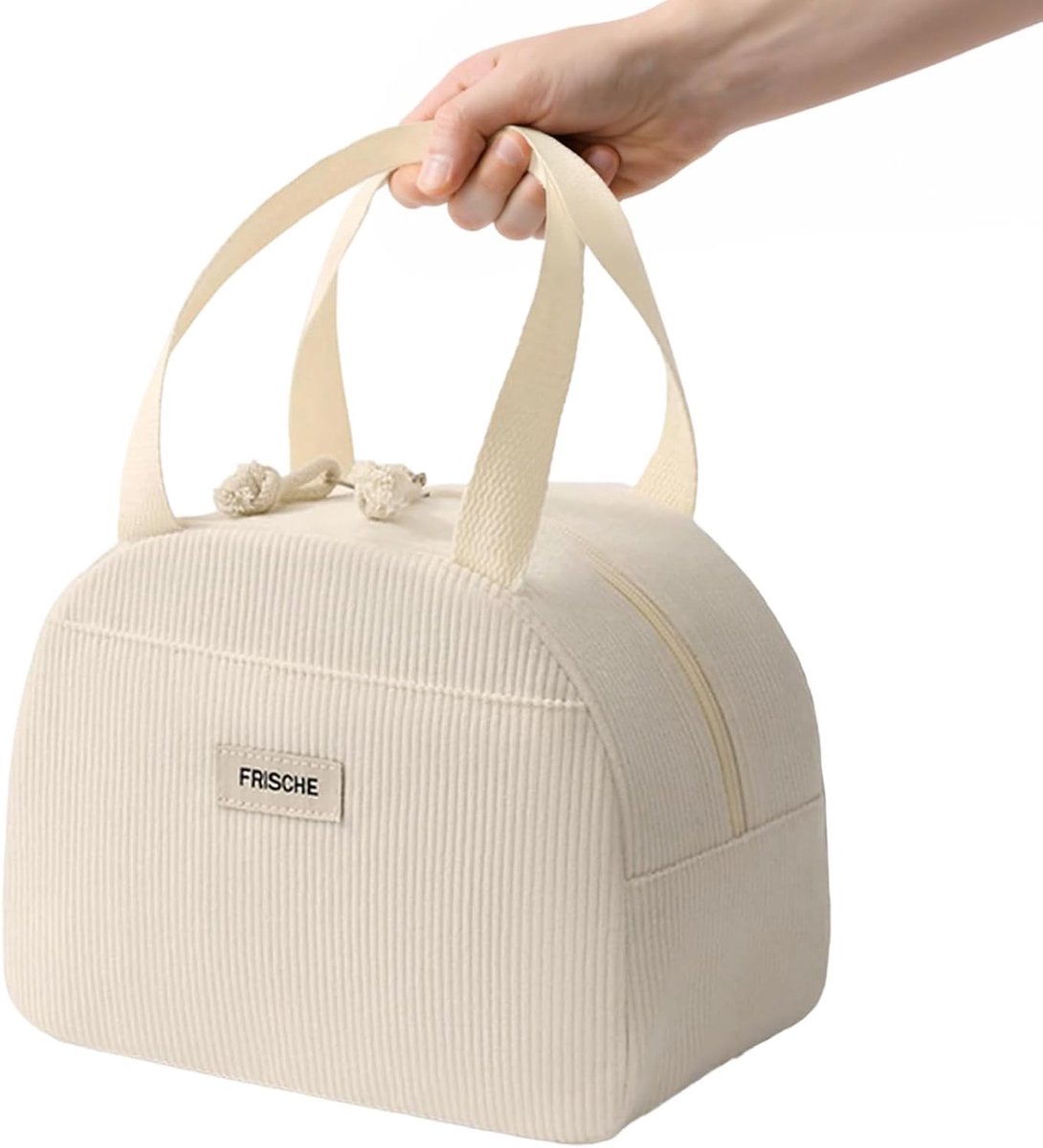 SnelShoppen - Lunchtas 6,5L Beige | Herbruikbare Koeltas Klein voor Lunch, Draagbare Thermotas voor School, Kantoor, Camping, Isolerende Lunchbox Tas