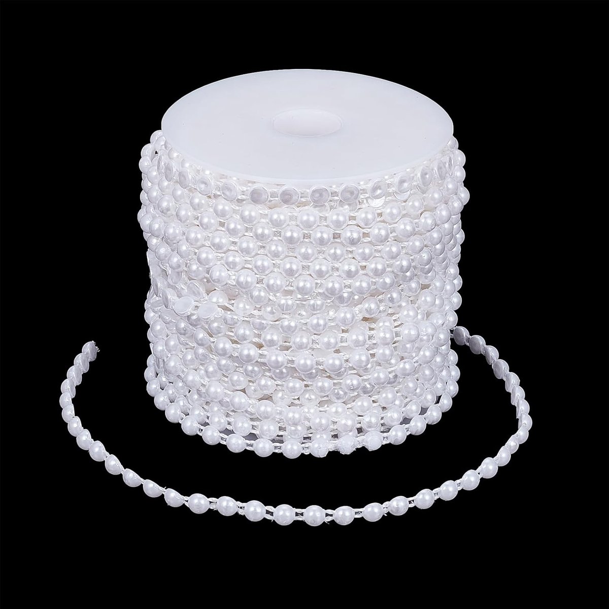 SnelShoppen - Witte Parelslinger 25m Lange Kunstparellint voor Kralenketting, Feestdecoratie, Bruiloft, Kerstmis en Knutselen, 6mm Groot