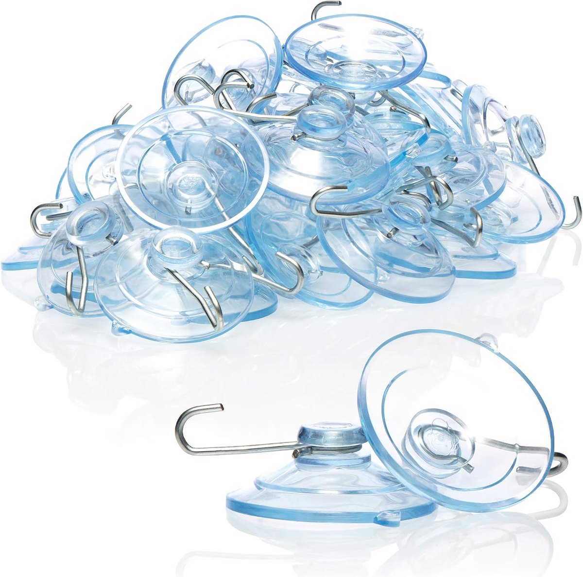 SnelShoppen - 40 Dikke Zuignappen met Metalen Haakjes - Universele Zuignappen voor Kerstverlichting, Handdoeken, Versieringen - Diameter 4.5 cm - Perf