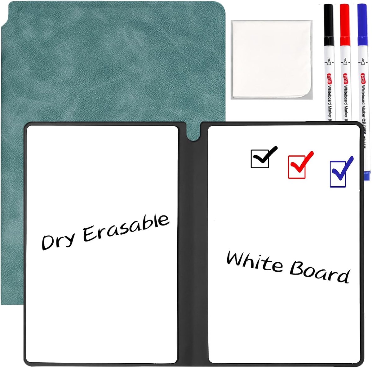 SnelShoppen - Mini Whiteboard Notebook A5 - Herbruikbaar, Drooguitwisbaar Notitieboek met Pen en Doek - Perfect voor Kantoor, Thuis, School, Studie en