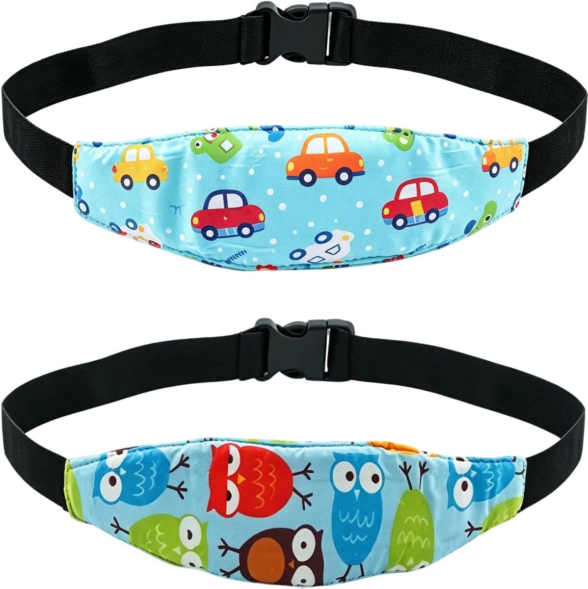 SnelShoppen - 2PCS Kinderveiligheidshoofdsteun, Autostoel Hoofdsteun Hugger, Verstelbare Hoofdband voor Kinderen, Vrachtwagen & Sterpatroon, Comfortab