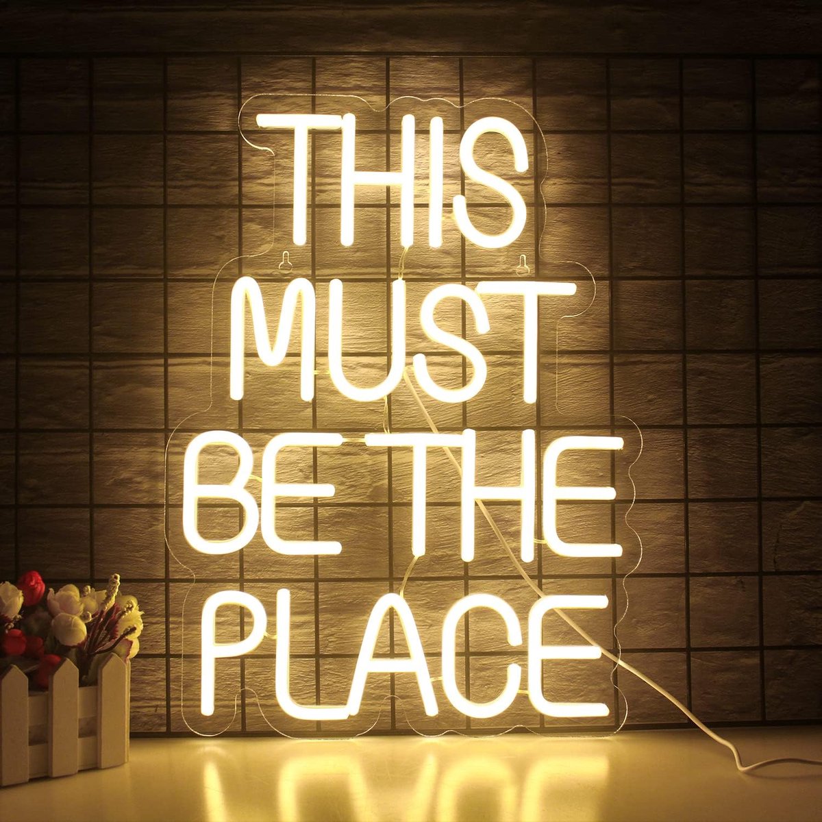 SnelShoppen - Neon Licht Sign This Must Be The Place Wanddecoratie Warm Witte LED Neon USB Aansluiting voor Slaapkamer Bar Bruiloft Verjaardag Party C