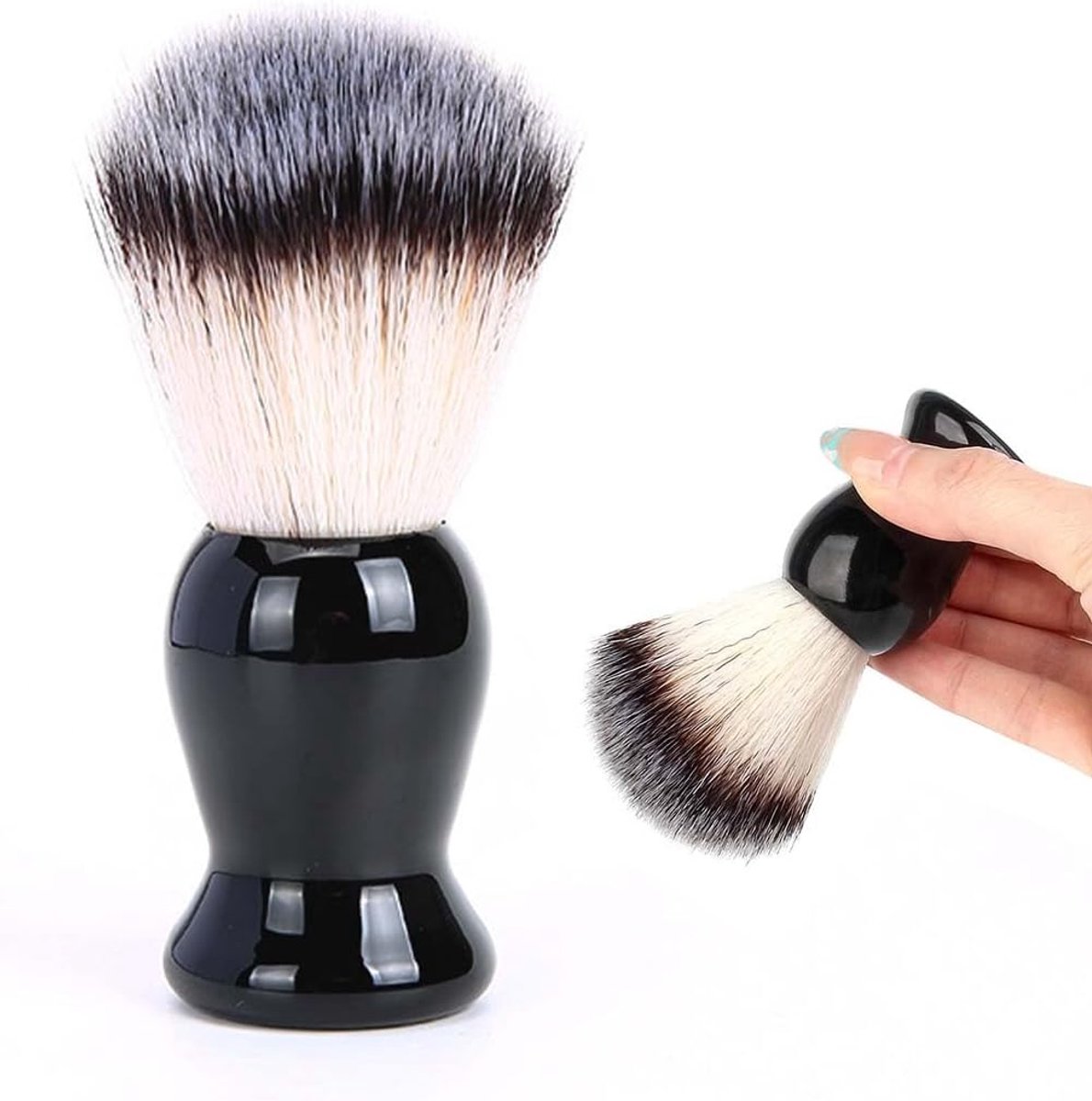 SnelShoppen - Professionele Scheerkwast voor Mannen, Zachte Synthetische Haren, 10.5 cm, Zwart, Perfect als Cadeau voor Scheerliefhebbers