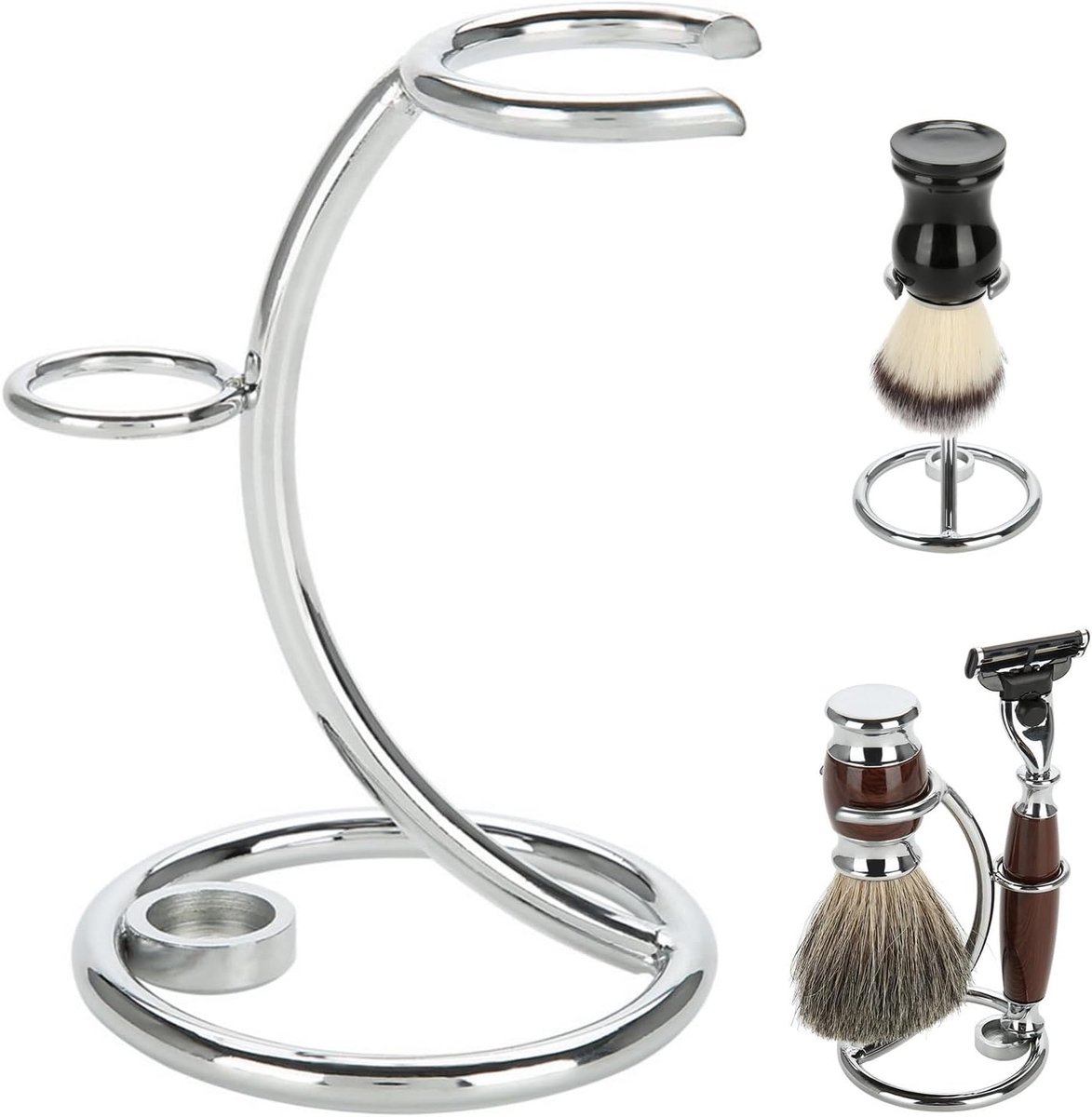 SnelShoppen - RVS Scheermes Houder voor Mannen, Scheerborstel Stand, Duurzaam en Corrosiebestendig, Shaving Stand voor Scheermes en Scheerborstel, Per