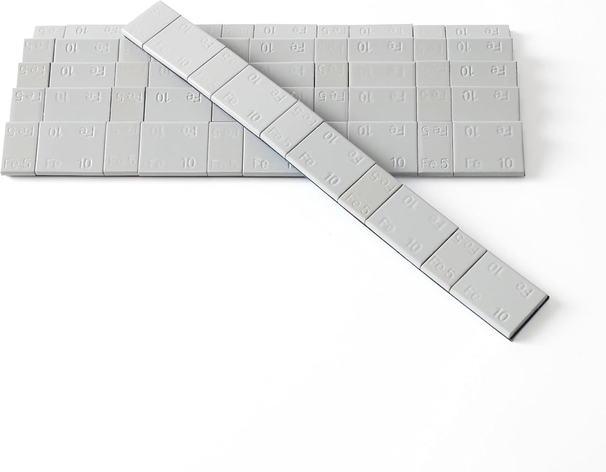 SnelShoppen - Plak op Wielgewichten 5 g x 5 + 10 g x 5 Plakstrips voor Bandenbalancer - 6 Stukken - Hoogwaardig PVC - Grijs - Milieuvriendelijk