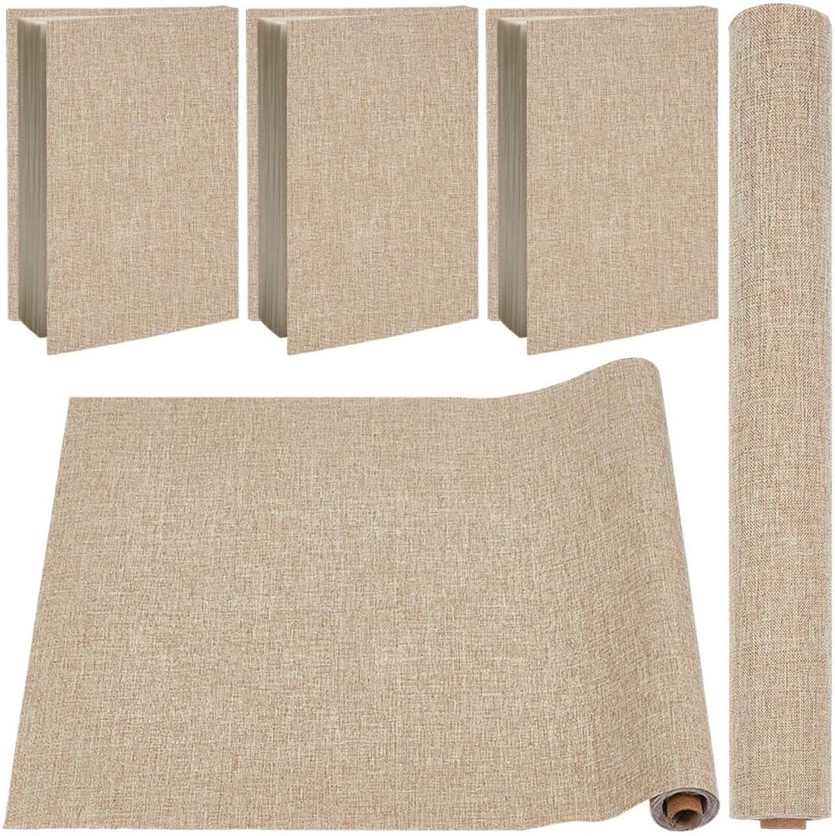 Boekbindmateriaal 51 x 11,8 inch in kaneelkleur met weefoppervlak en papieren achterkant van linnen en polyester