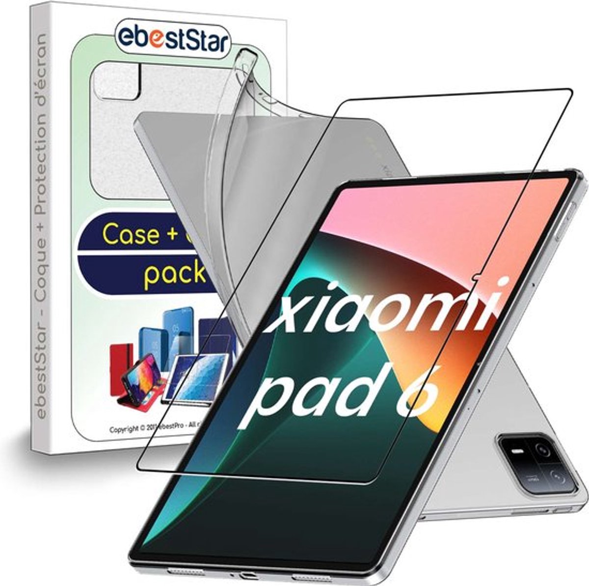ebestStar - Hoes geschikt voor Xiaomi Pad 6, Pad 6 Pro, Back Cover, Beschermhoes anti-luchtbellen hoesje, Transparant + Gehard Glas